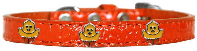 Chickadee Widget Croc Dog Collar Orange Size 18